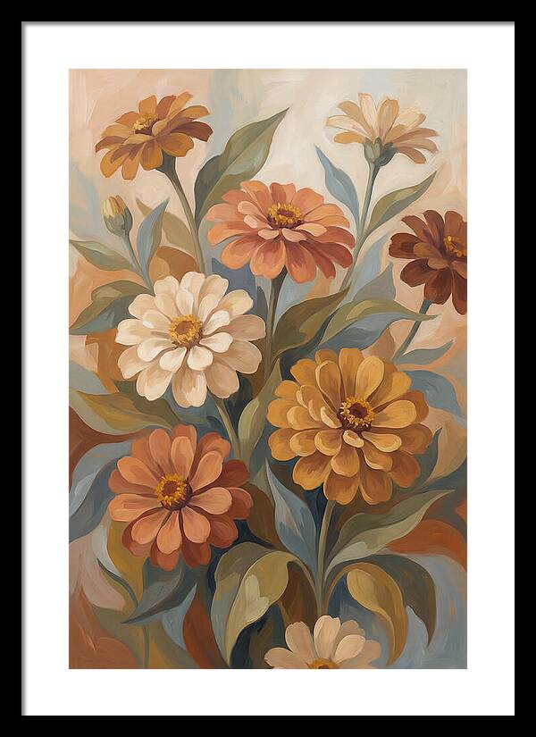 Zinnia Blooms In Warm Tones