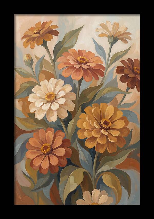 Zinnia Blooms In Warm Tones