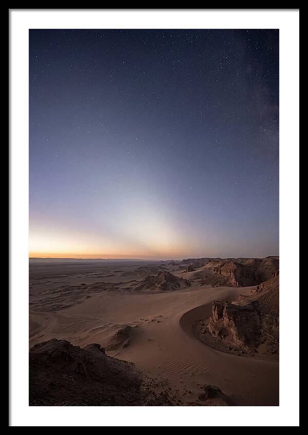 Zodiacal Light Over Desert Dunes