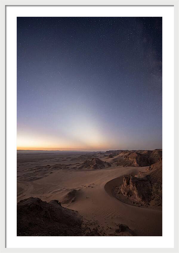 Zodiacal Light Over Desert Dunes